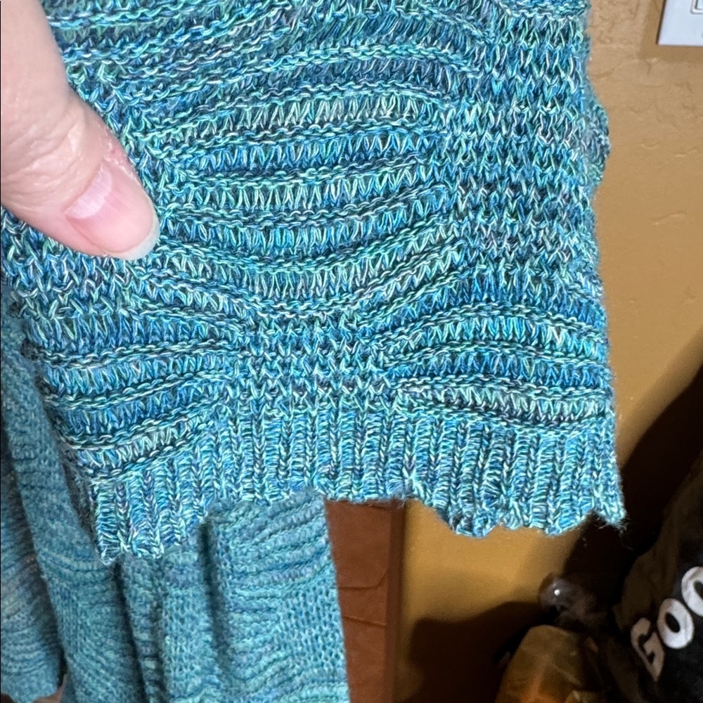 Catherine’s Blue Teal Open Front Knit Tunic Cardigan Size 2X - Picture 4 of 7